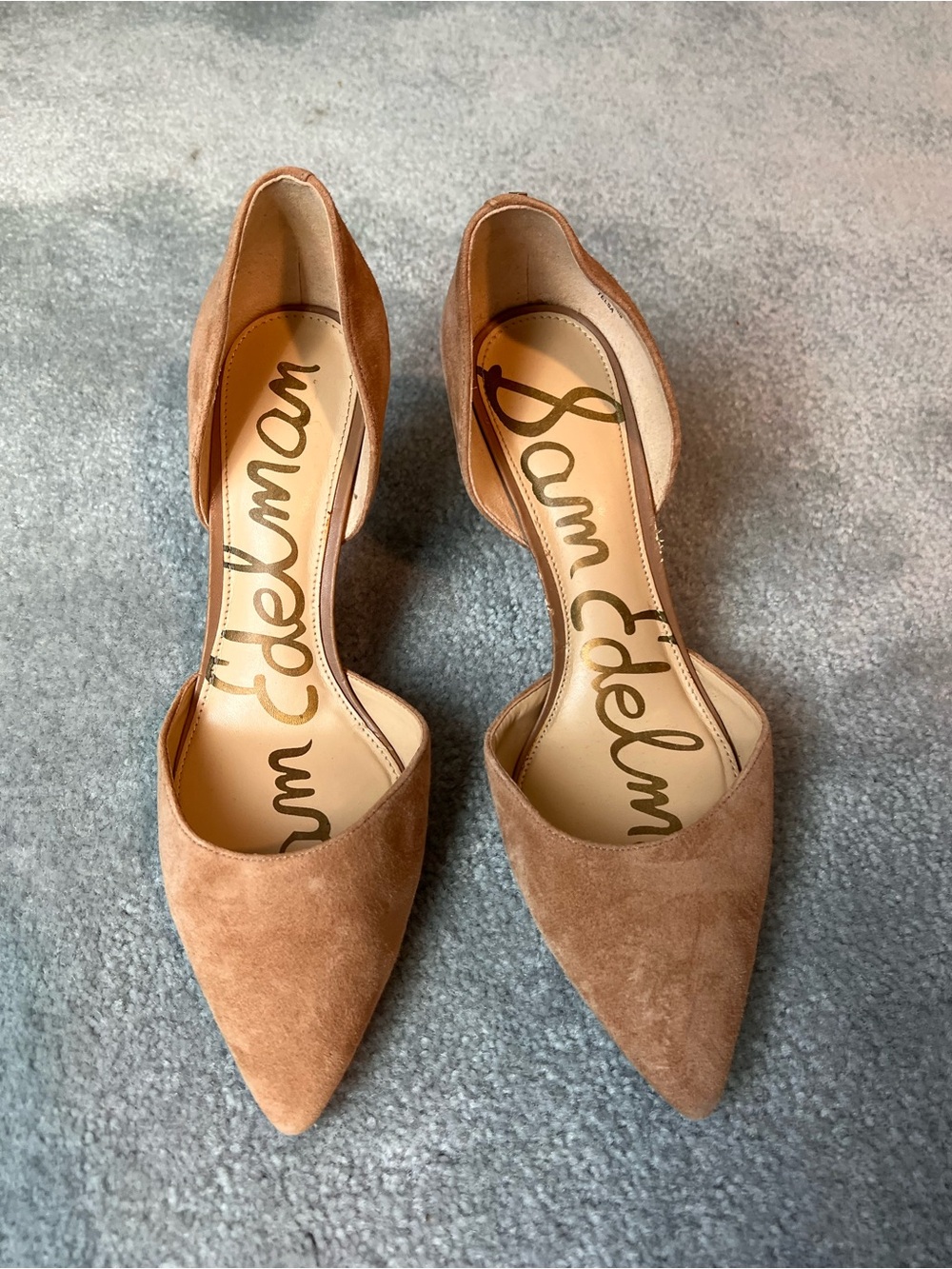 Sam Edelman Tan Suede Pointed D'Orsay Pumps